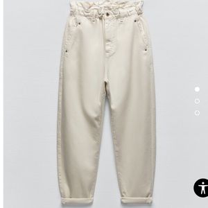 Zara tan “baggy paper bag jeans”
